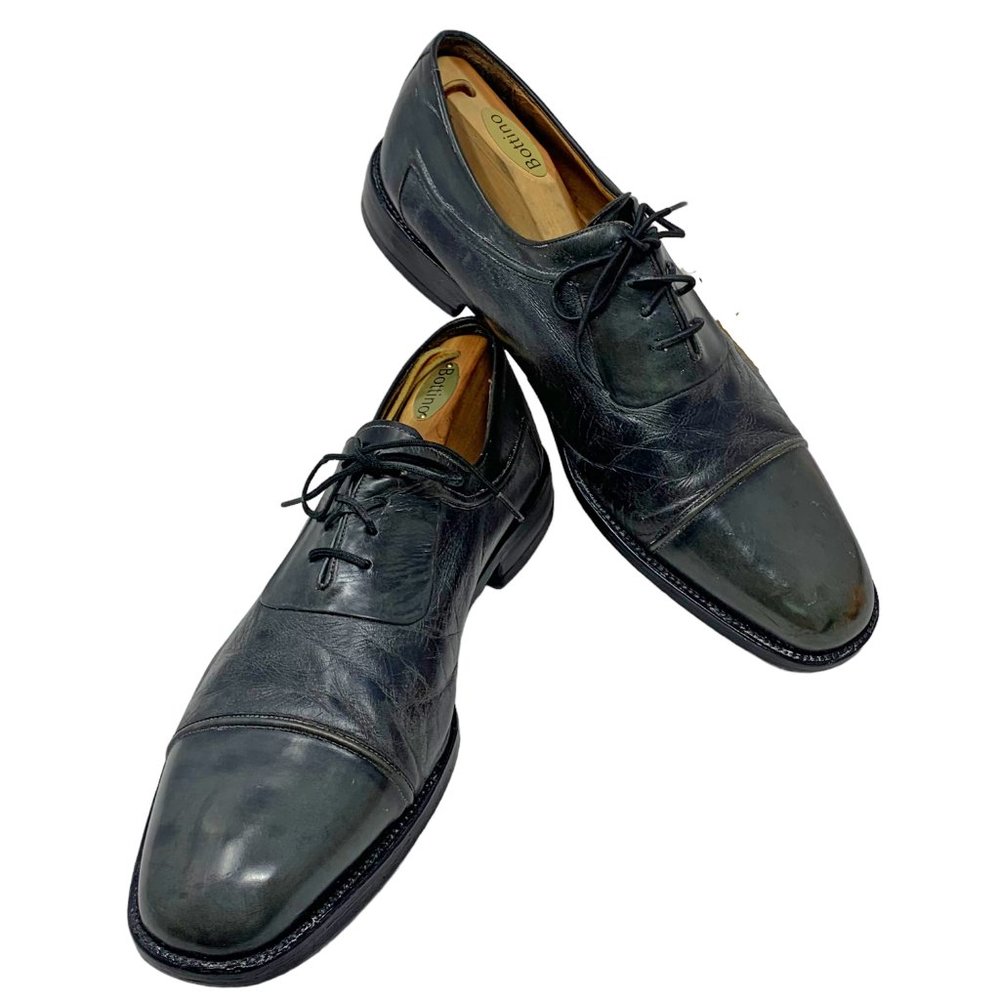 Paolo De Marco 63491 Gray Leather Cap Toe Lace Up Dress Shoes‎